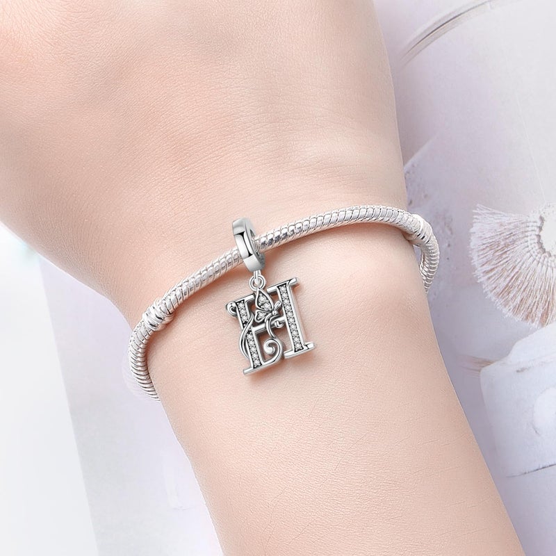 PANPOKI Store 2 Pack 925 Sterling Silver Butterfly Letter Charms for Bracelets and Necklace Alphabet Initial Dangle Pendants Round Spacer Beads Pave Cubic Zirconia Jewelry Gift for Women - Image 4
